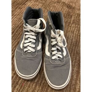 Vans Classic High-Top Sneakers Gray Canvas with White Stripe Skateboarding Shoes